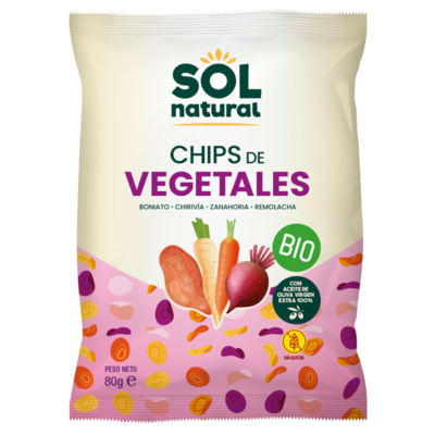 Xips de vegetals amb oli d'oliva 80gr