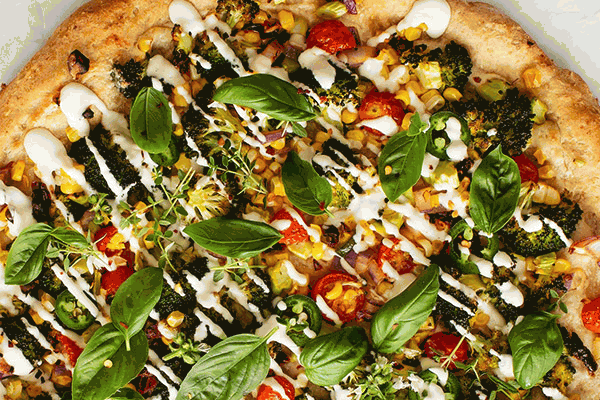 Pizza integral eco de bròcoli amb salsa d’anacards